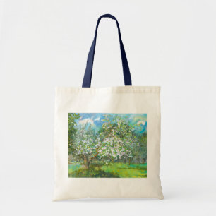 Blossoming garden painting watercolor tote bag