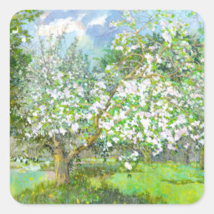 Blossoming garden square sticker