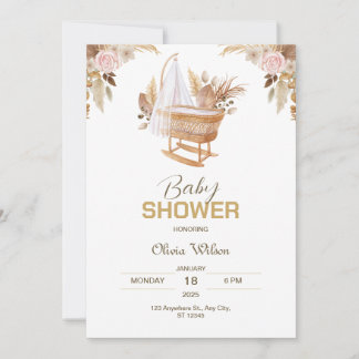Blossoming Joy: Watercolor Floral Baby Shower Invitation