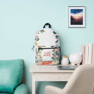 Blossoming Love Backpack: Green & Coral Adventure Printed Backpack