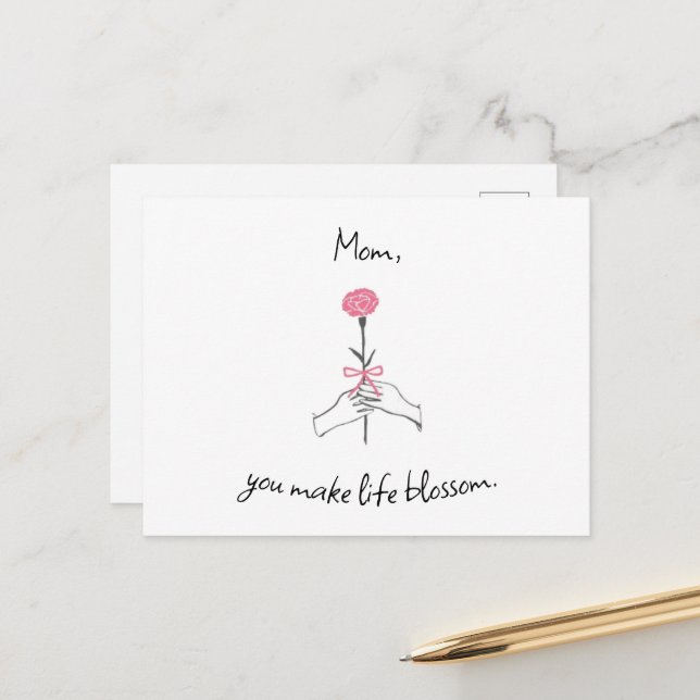 Blossoming Love – Mum Postcard (Front/Back In Situ)
