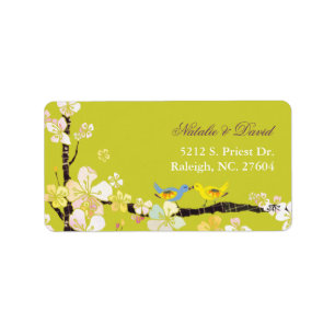 Blossoming Love Spring Green Wedding Address Label