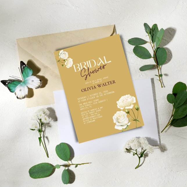 Blossoming Love with White Rose Bridal Shower Invitation (Creator Uploaded)