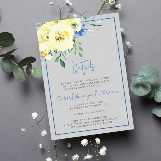 Blossoming Love Yellow and Blue Floral Enclosure Card (Creator Uploaded)