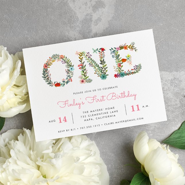 Blossoming One | First Birthday Party Invitation (Creator Uploaded)
