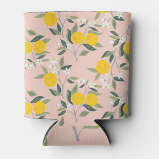 Blossoming Orange Branches: Vintage Pattern Can Cooler