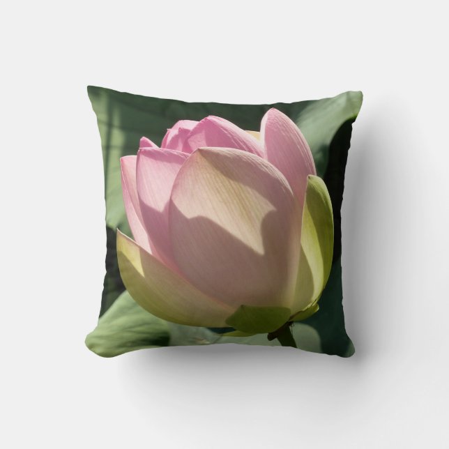 Blossoming Pink Lotus Flower Summer Cushion (Front)