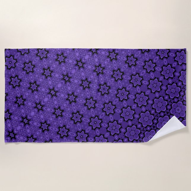 Blossoming purple  star transformation  beach towel (Front)