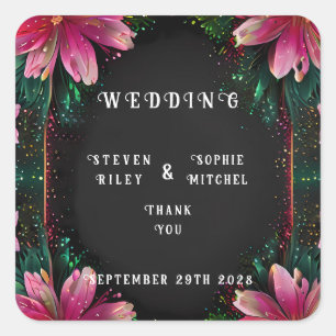 Blossoming Romance: A Full Floral Wedding Theme Square Sticker