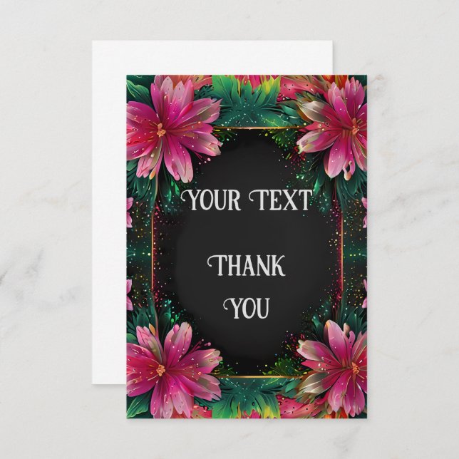 Blossoming Romance: A Full Floral Wedding Theme Thank You Card (Front/Back)