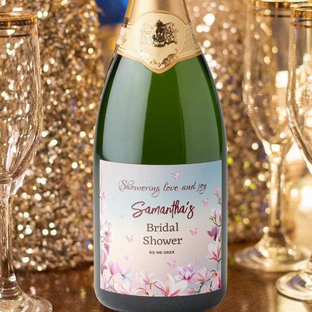 Blossoming Romance - Bridal Shower Sparkling Wine Label (Creator Uploaded)