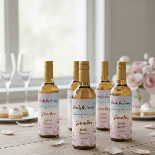 Blossoming Romance - Pink Magnolia Bridal Shower Wine Label