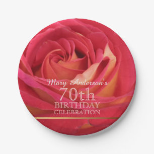 Blossoming Rose 70th Birthday Celebration Party PP Paper Plate