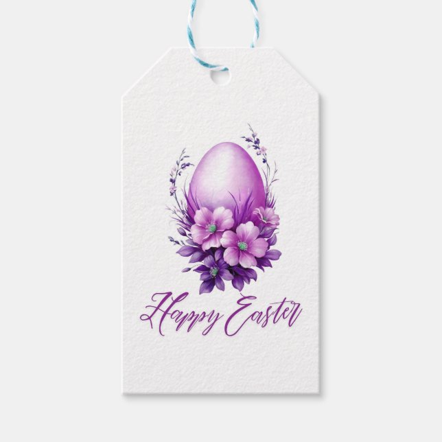 Blossoming Rose Easter Egg Gift Tags (Front)