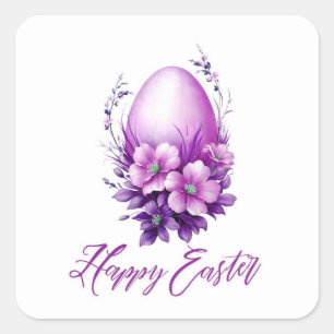 Blossoming Rose Easter Egg Square Sticker
