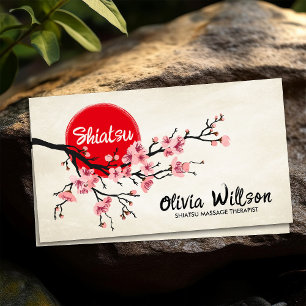 Blossoming Sakura Tree and Sun Business Card