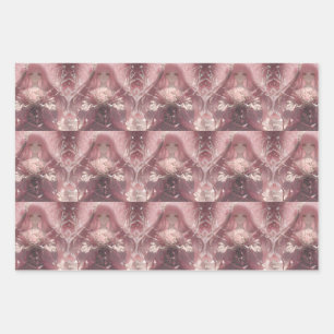 Blossoming Serenity Ethereal Pink Fantasy Art Wrapping Paper Sheet