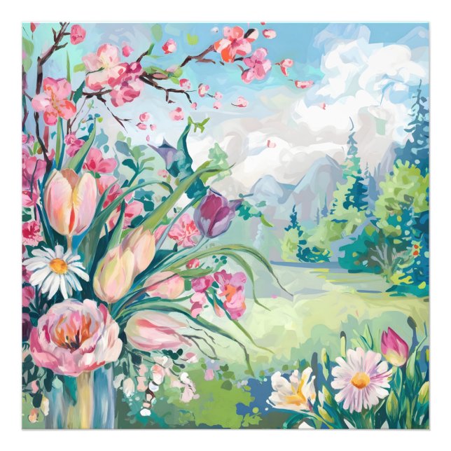 Blossoming Serenity Watercolor Floral  Photo Print (Front)