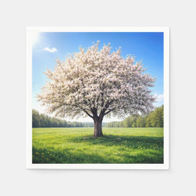 Blossoming Spring Apple Tree Napkin (Front)