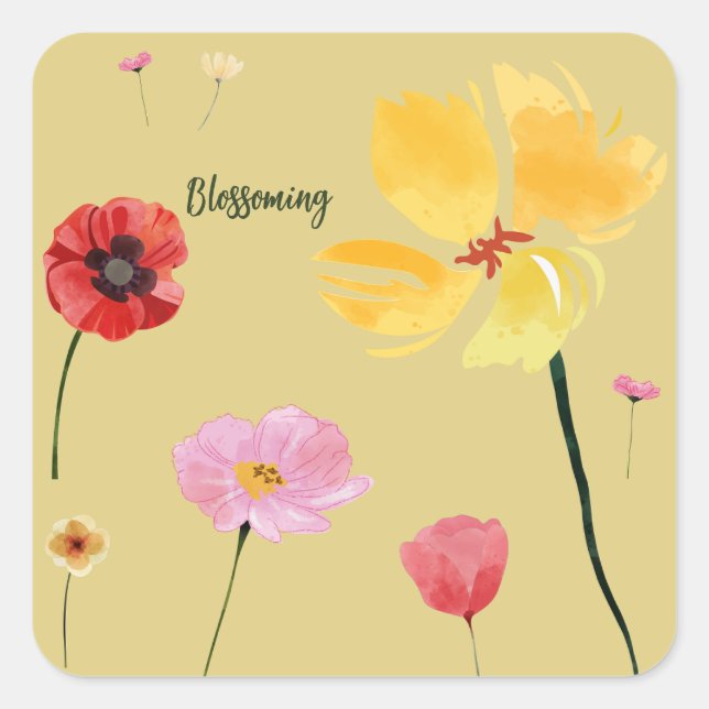 Blossoming Square Sticker (Front)