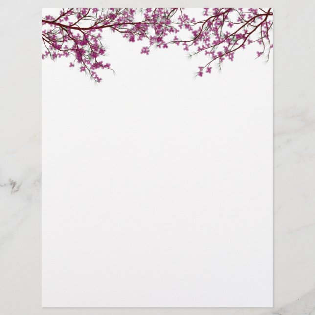 Blossoming Tree Floral Stationery (Front)