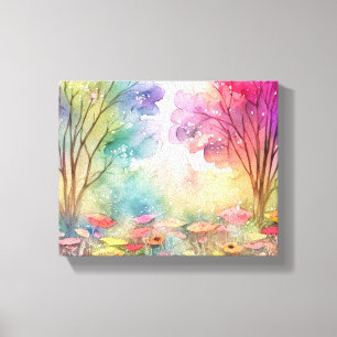 Blossoming Trees in a Field of Flowers Canvas Print