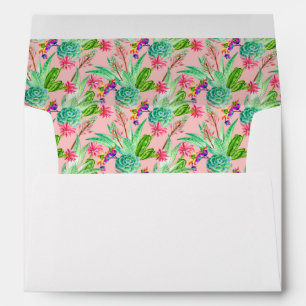 Blossoming Watercolor Succulents Pattern Envelopes