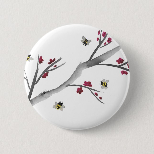 Blossoms and Bees 6 Cm Round Badge (Front)