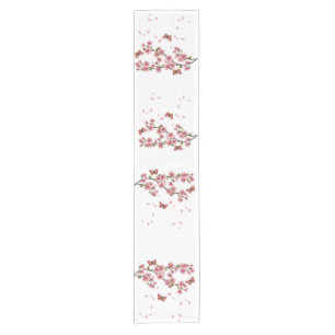 Blossoms and butterflies short table runner