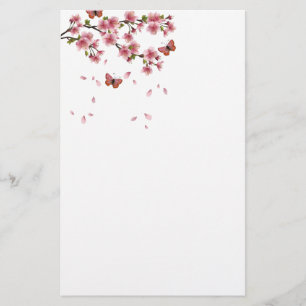 Blossoms and butterflies stationery