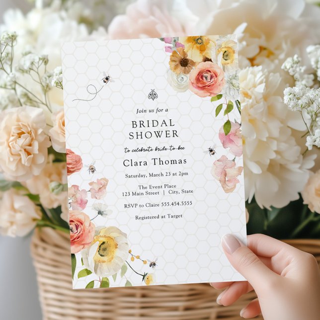 Blossoms and Honey Bee Bridal Shower Invitation (Creator Uploaded)