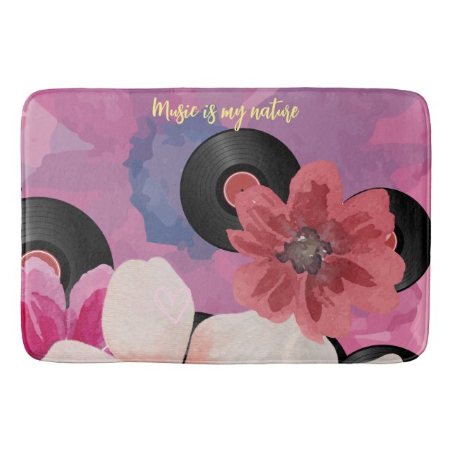 Blossoms and Vinyl  Bath Mat (Front)