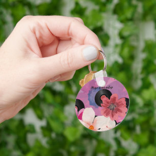 Blossoms and Vinyl  Key Ring
