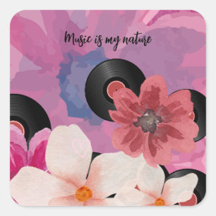 Blossoms and Vinyl  Square Sticker