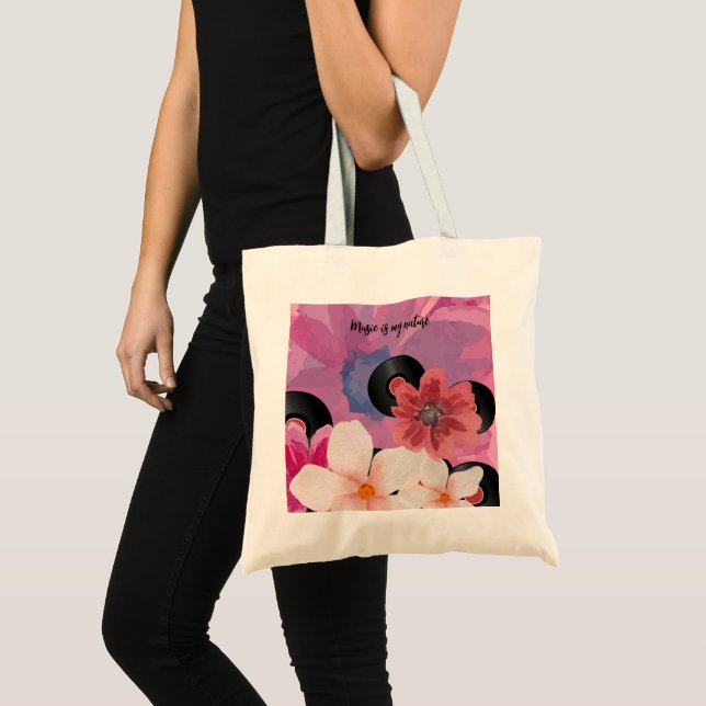 Blossoms and Vinyl  Tote Bag (Front (Product))