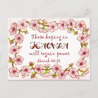Blossoms Border~Hoping in Jehovah~2018 Scripture Postcard