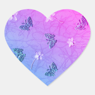 Blossoms & Butterflies Heart Sticker