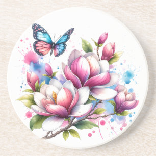 Blossoms & Butterflies Sandstone Coaster