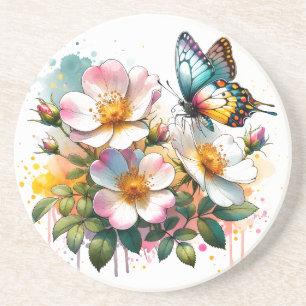 Blossoms & Butterflies Sandstone Coaster
