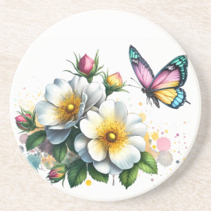 Blossoms & Butterflies Sandstone Coaster