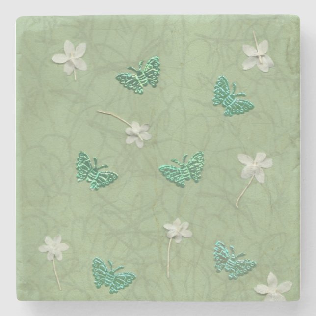 Blossoms & Butterflies Stone Coaster (Front)