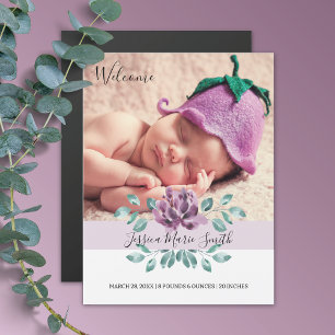 Blossoms Floral Baby Magnetic Birth Announcement