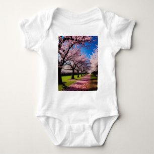 "Blossoms in Bloom: Rows of Cherry Trees in Spring Baby Bodysuit