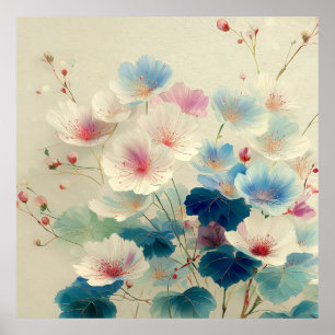 Blossoms in Bloom – Soft Pastel Botanical Art #1 Poster