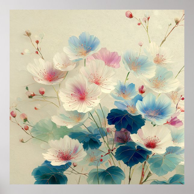 Blossoms in Bloom – Soft Pastel Botanical Art #1 Poster (Front)