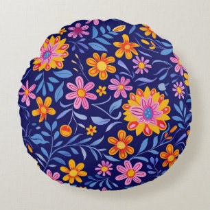 Blossoms in the Breeze Round Pillow