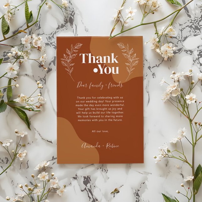 Blossoms of Love : Simple Abstract Leaves Thank You Card (Creator Uploaded)