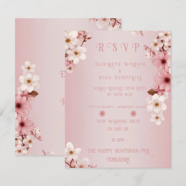 Blossoms of Love" Wedding Invitation Collection (Front/Back)