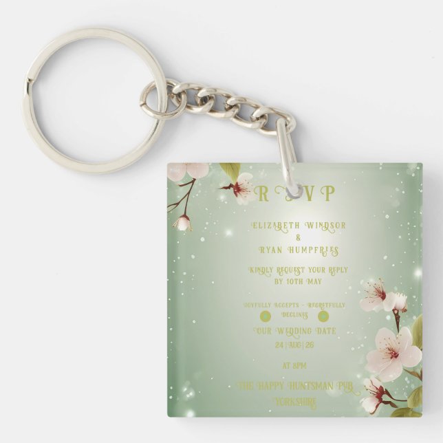 Blossoms of Love" Wedding Invitation Collection Key Ring (Front)