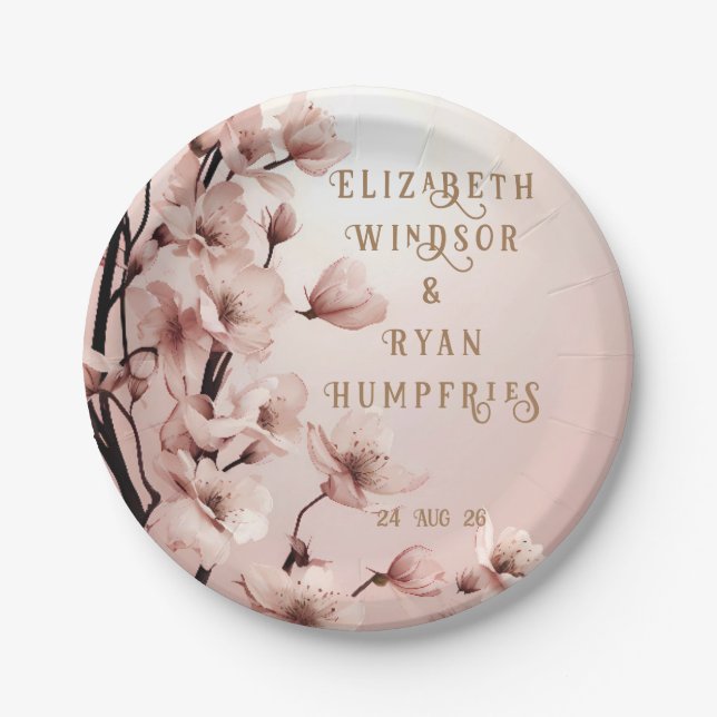 Blossoms of Love" Wedding Invitation Collection Paper Plate (Front)